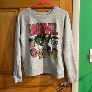 Hot Topic Soft Marvel Gray Crewneck
